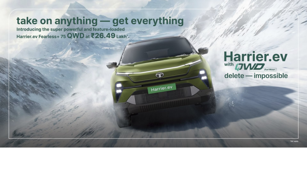 Tata Harrier EV AWD Gets Affordable: New Fearless+ QWD Variant Launched at ₹26.49 Lakh